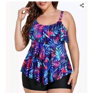 Holipick One Piece Women Flounce Swimwear Plus Size Swim TOP ONLY